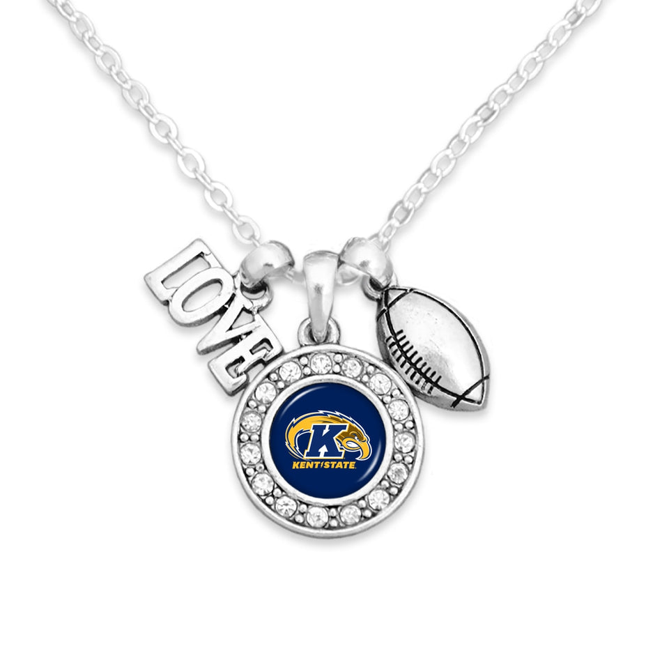 Kent State Golden Flashes Football, Love and Logo Necklace