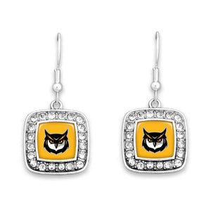 Kennesaw State Owls Square Crystal Charm Kassi Earrings