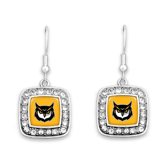 Kennesaw State Owls Square Crystal Charm Kassi Earrings