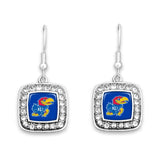 Kansas Jayhawks Square Crystal Charm Kassi Earrings