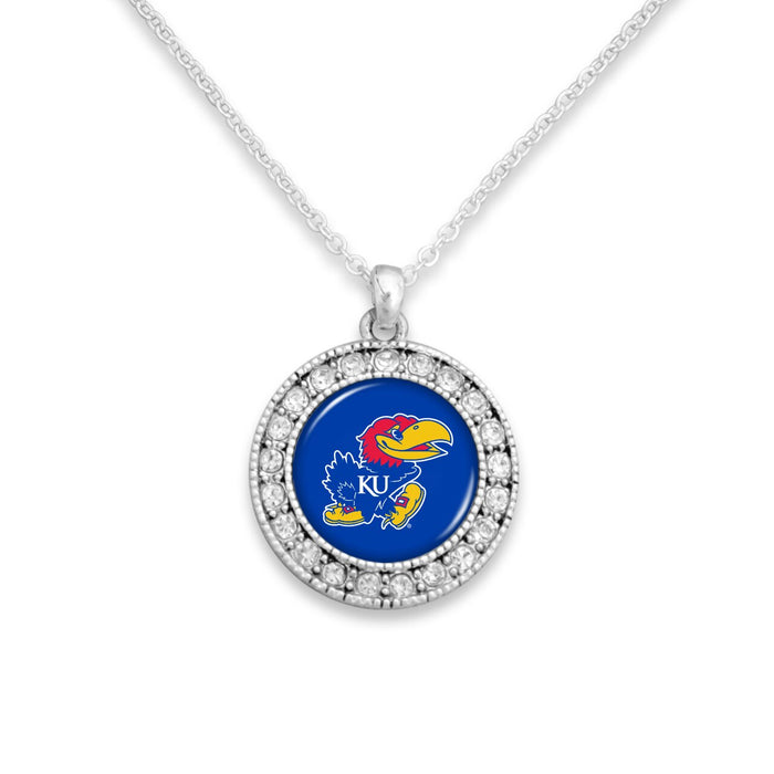 Kansas Jayhawks Kenzie Round Crystal Charm Necklace