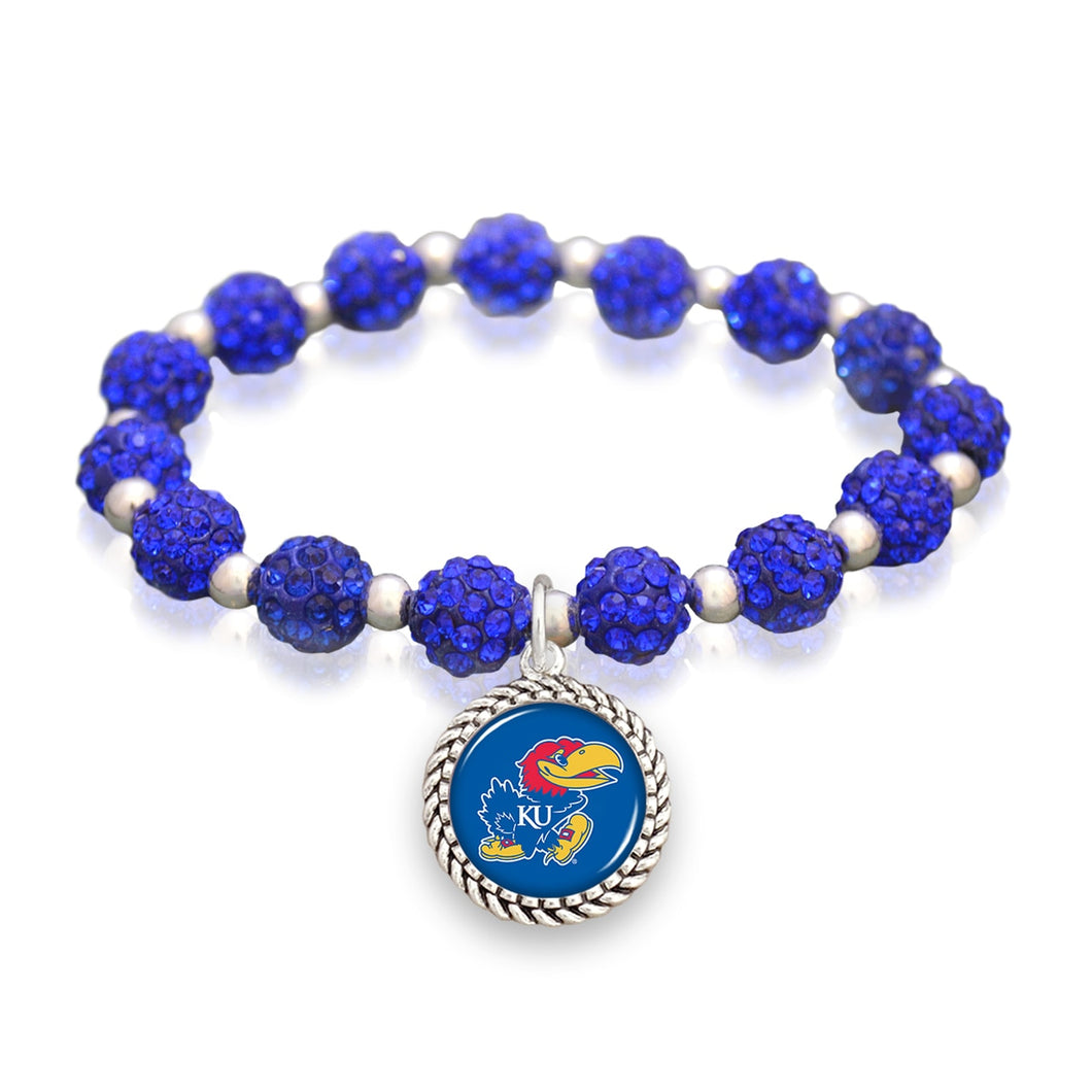 Kansas Jayhawks Team Color Sparkle Stretchy Bracelet