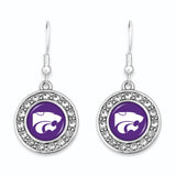 Kansas State Wildcats Abby Girl Round Crystal Earrings