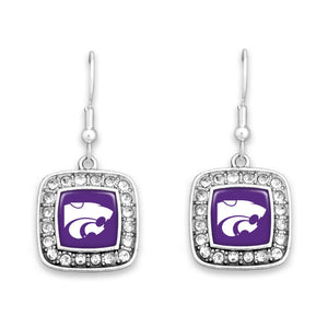 Kansas State Wildcats Square Crystal Charm Kassi Earrings