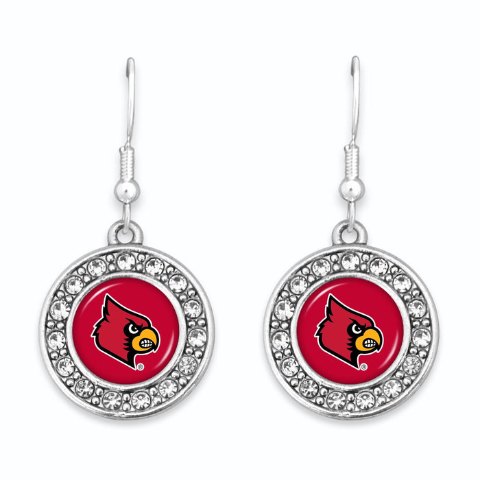Louisville Cardinals Abby Girl Round Crystal Earrings