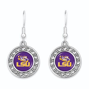 LSU Tigers Abby Girl Round Crystal Earrings