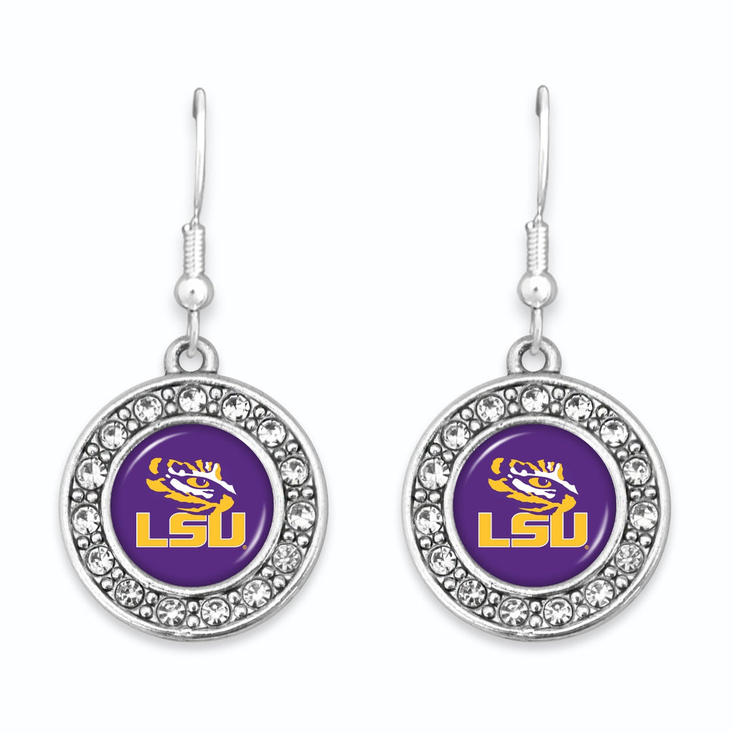 LSU Tigers Abby Girl Round Crystal Earrings