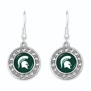 Michigan State Spartans Abby Girl Round Crystal Earrings