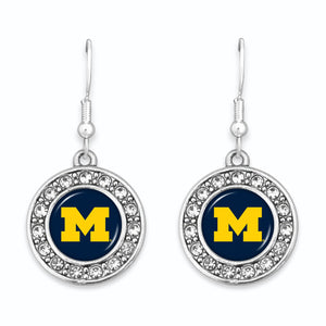 Michigan Wolverines Abby Girl Round Crystal Earrings