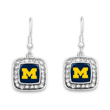 Michigan Wolverines Square Crystal Charm Kassi Earrings