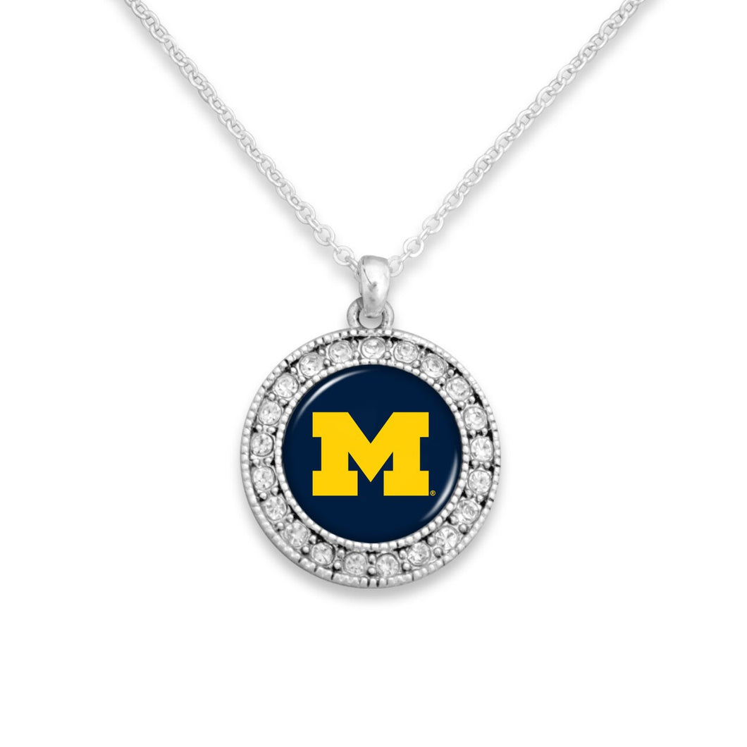 Michigan Wolverines Kenzie Round Crystal Charm Necklace
