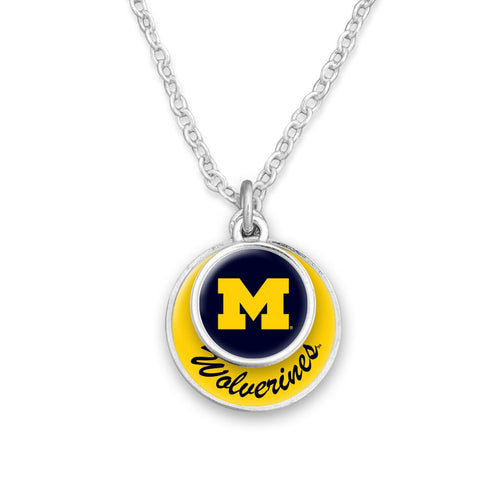 Michigan Wolverines Stacked Disk Necklace