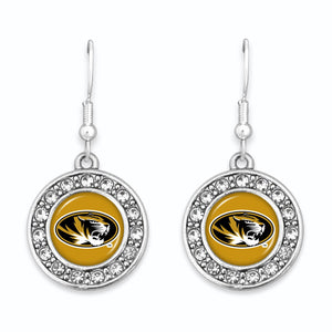 Missouri Tigers Abby Girl Round Crystal Earrings