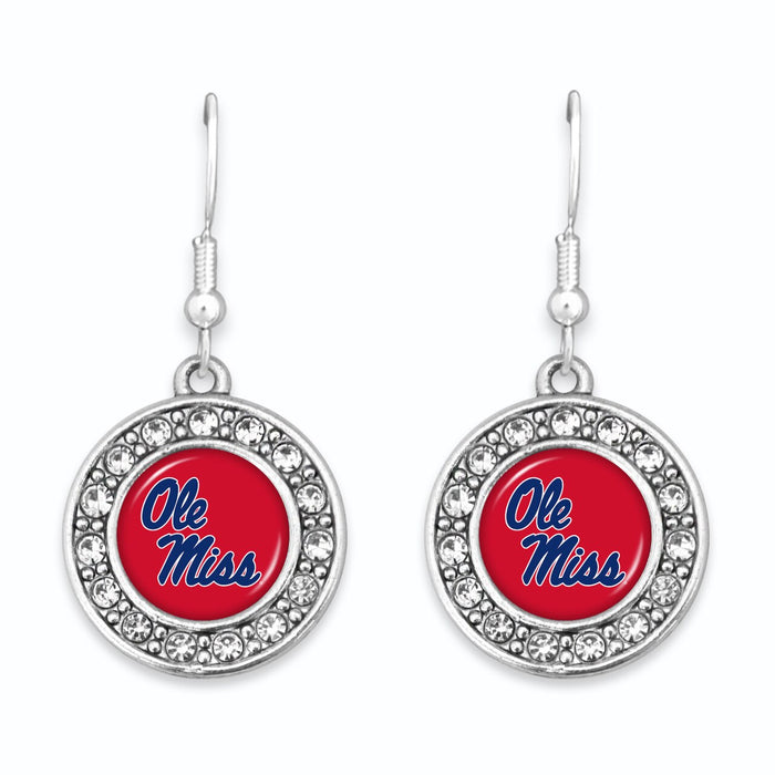Ole Miss Rebels Abby Girl Round Crystal Round Crystal Earrings