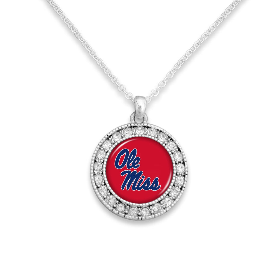 Ole Miss Rebels Kenzie Round Crystal Charm Necklace