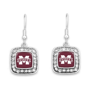 Mississippi State Bulldogs Square Crystal Charm Kassi Earrings