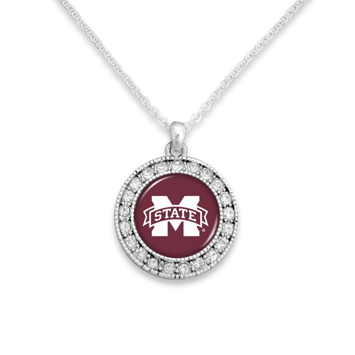 Mississippi State Bulldogs Kenzie Round Crystal Charm Necklace
