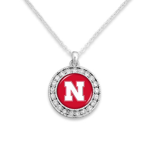 Nebraska Cornhuskers Kenzie Round Crystal Charm Necklace