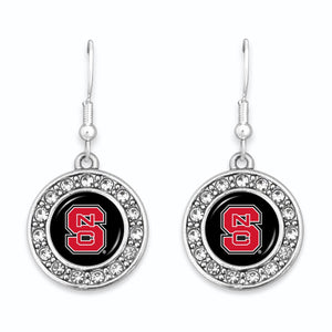NC State Wolfpack Abby Girl Round Crystal Earrings