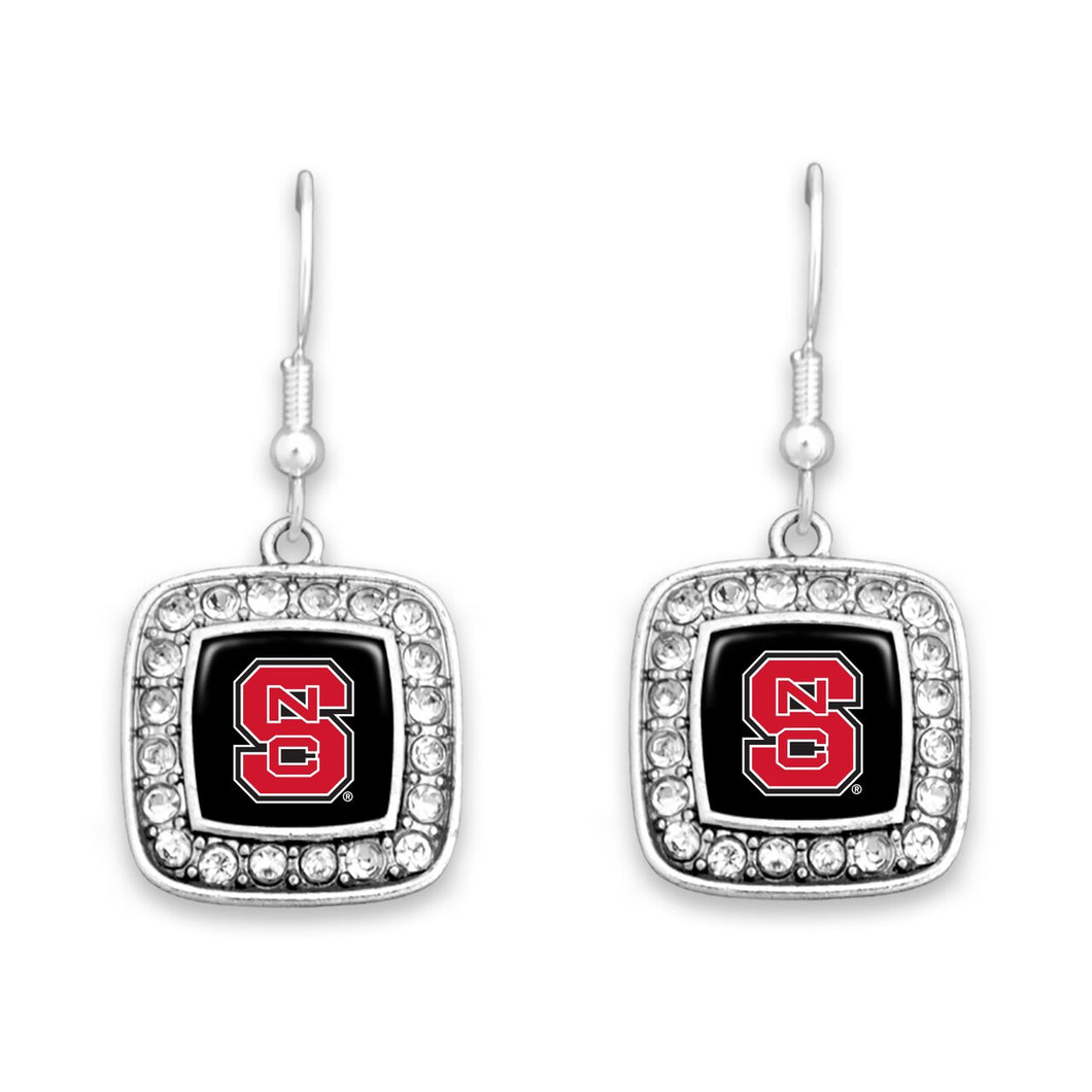 NC State Wolfpack Square Crystal Charm Kassi Earrings