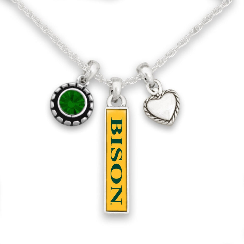 North Dakota State Bison Triple Charm Necklace