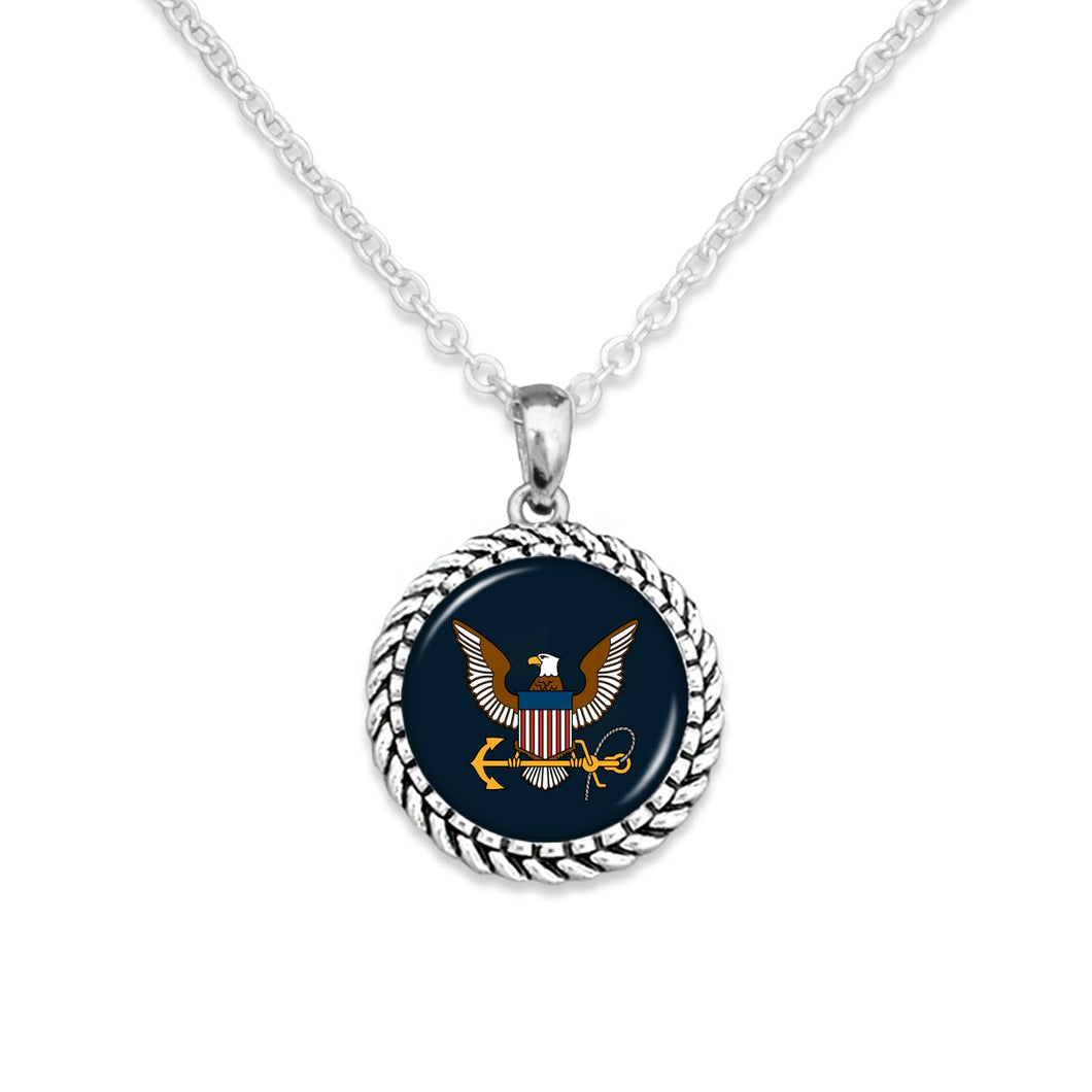U.S. Navy Rope Edge Charm Necklace