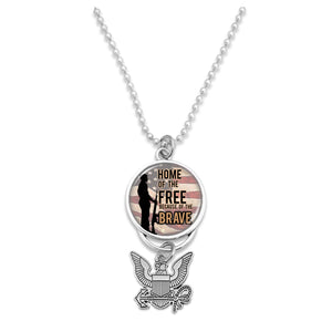 U.S. Navy Home of the Brave (Soldier) with Silver Logo Car Charm
