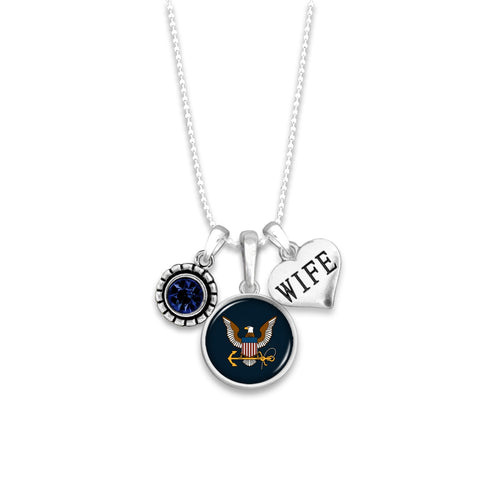 U.S. Navy Triple Charm Necklace for Wife