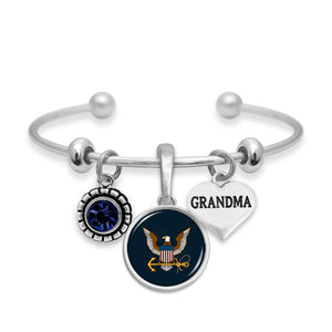 U.S. Navy Triple Charm Bracelet with Grandma Accent Charm