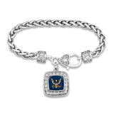 U.S. Navy Square Crystal Charm Bracelet
