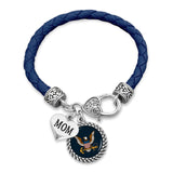 U.S. Navy Mom Accent Charm Leather Bracelet