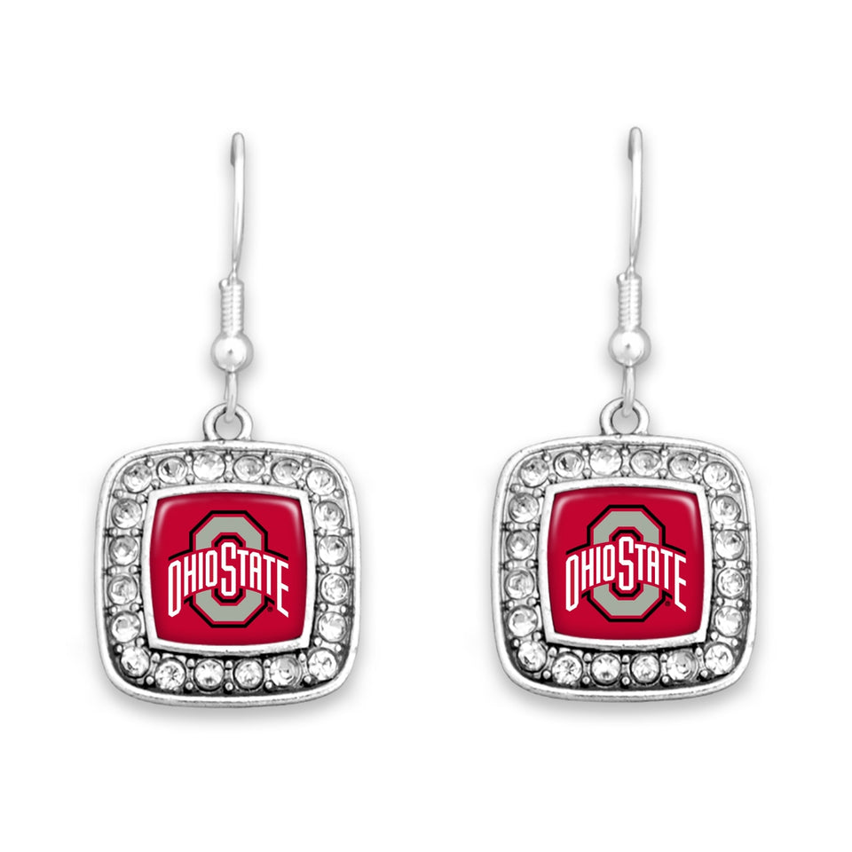 Ohio State Buckeyes Square Crystal Charm Kassi Earrings