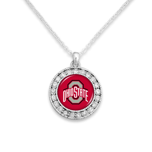 Ohio State Buckeyes Kenzie Round Crystal Charm Necklace