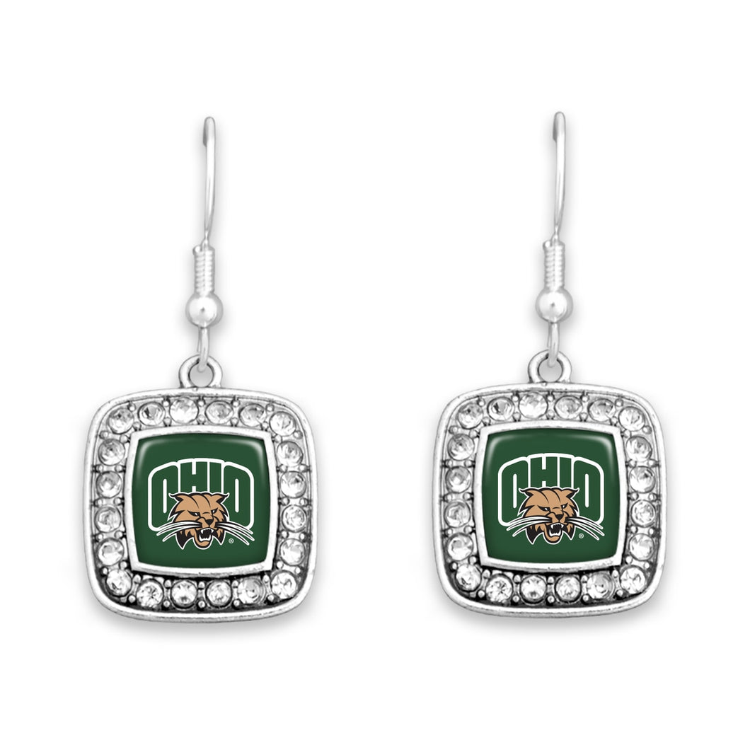 Ohio Bobcats Square Crystal Charm Kassi Earrings
