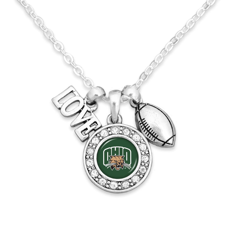 Ohio Bobcats Football, Love and Logo Necklace