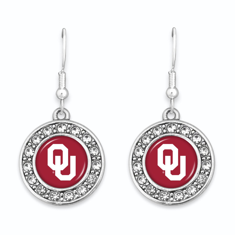 Oklahoma Sooners Abby Girl Round Crystal Earrings