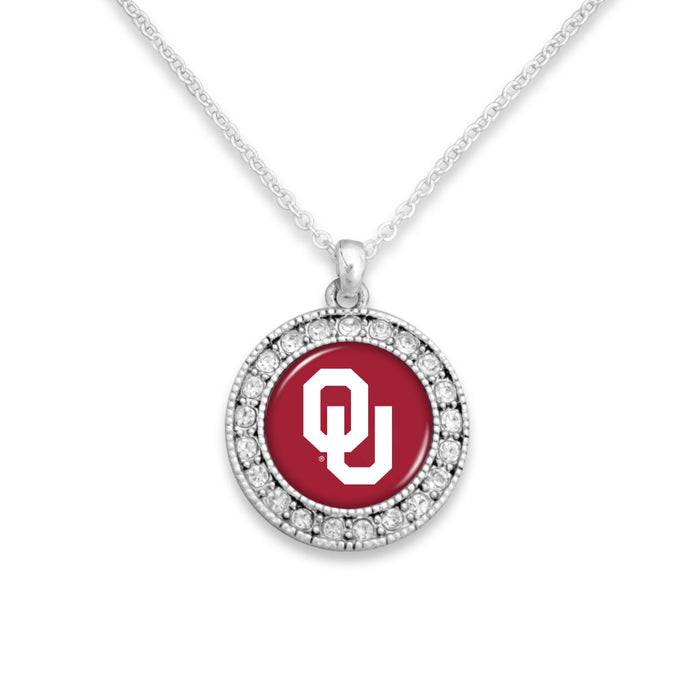 Oklahoma Sooners Kenzie Round Crystal Charm Necklace
