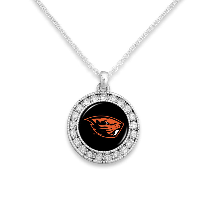 Oregon State Beavers Kenzie Round Crystal Charm Necklace
