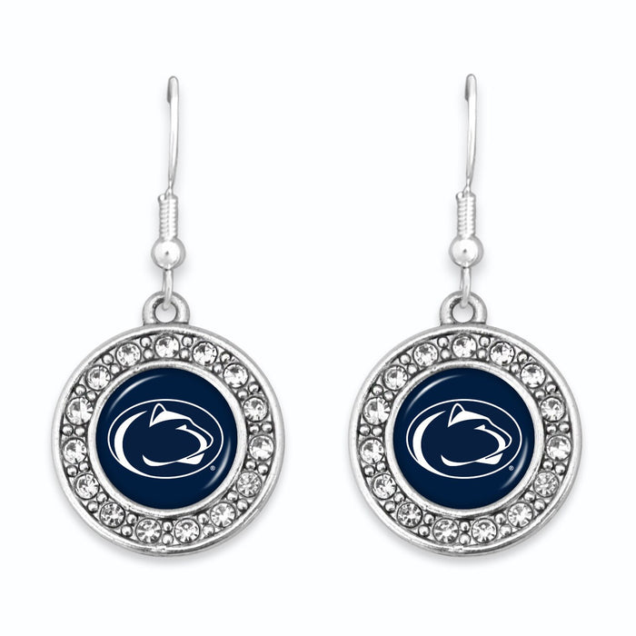 Penn State Nittany Lions Abby Girl Round Crystal Earrings