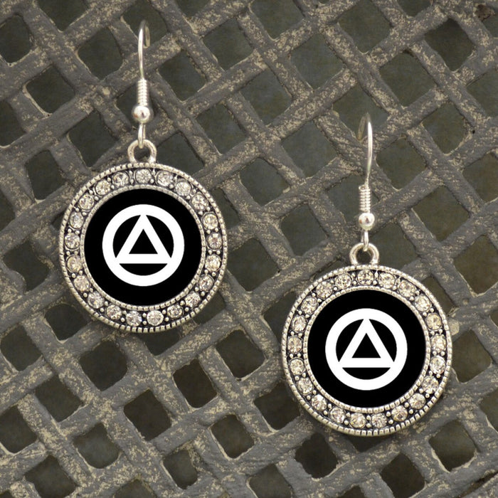 Alcoholics Anonymous Recovery Crystal Charm Earrings