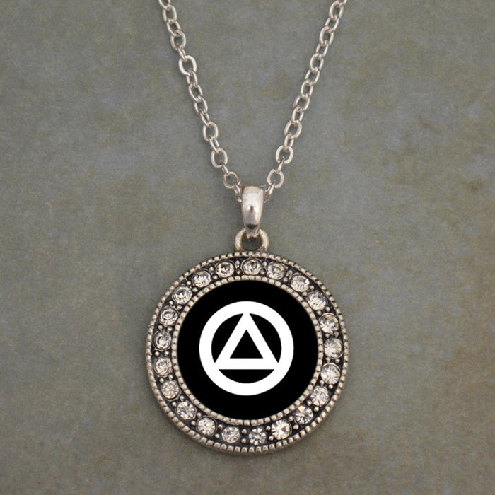 Alcoholics Anonymous Recovery Crystal Charm Necklace