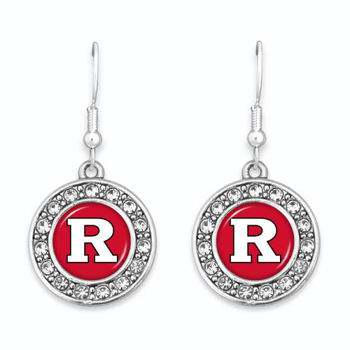 Rutgers Scarlet Knights Abby Girl Round Crystal Earrings