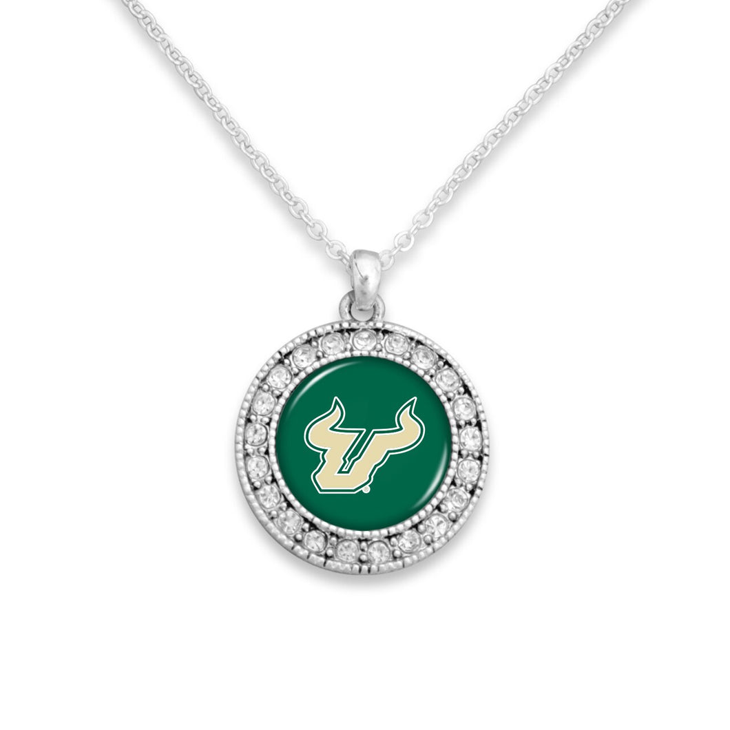 South Florida Bulls Kenzie Round Crystal Charm Necklace