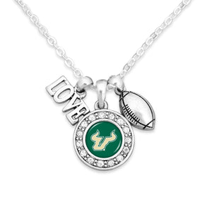 South Florida Bulls Football, Love and Logo Necklace