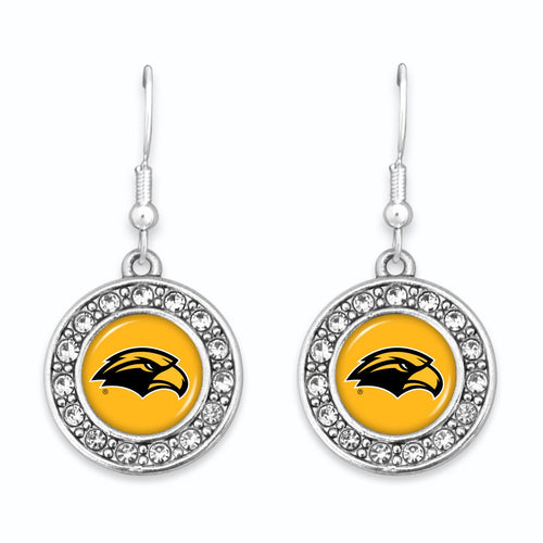 Southern Mississippi Golden Eagles Abby Girl Round Crystal Earrings