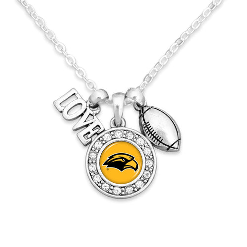 Southern Mississippi Golden Eagles Football, Love and Logo Necklace
