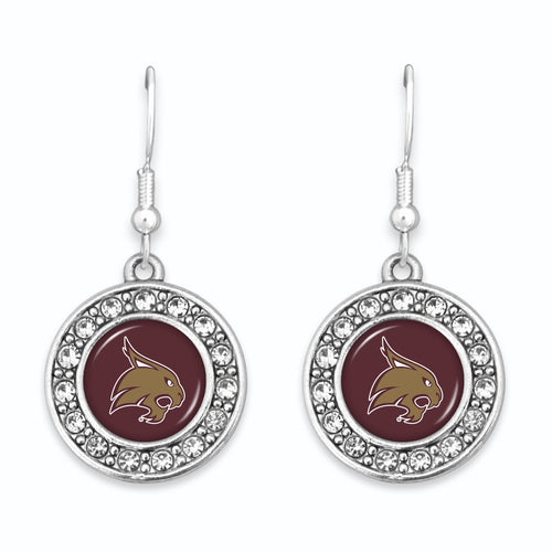 Texas State Bobcats Abby Girl Round Crystal Earrings