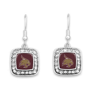 Texas State Bobcats Square Crystal Charm Kassi Earrings