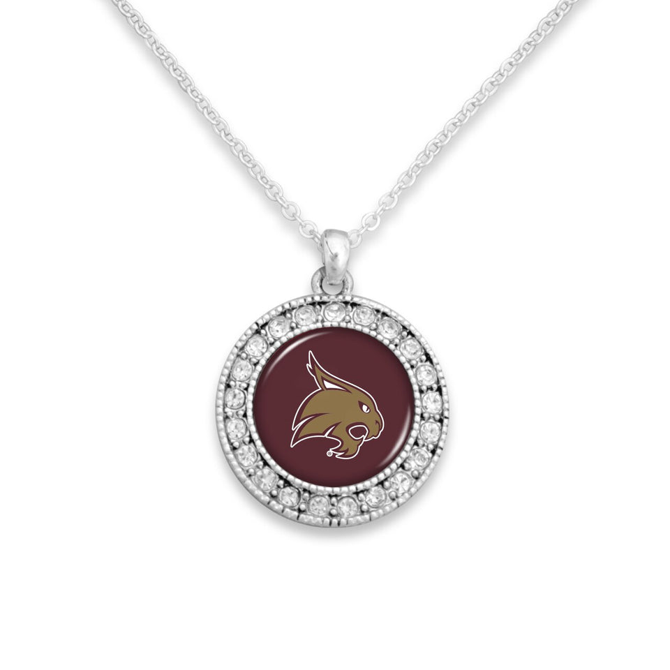 Texas State Bobcats Kenzie Round Crystal Charm Necklace