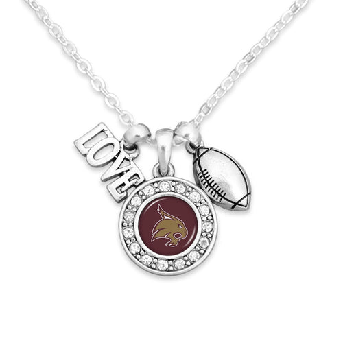 Texas State Bobcats Football, Love and Logo Necklace